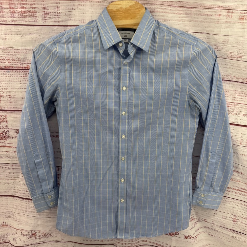 Charles Tyrwhitt Shirt Mens Medium ‎ 16/35 Slim Fit Non-Iron Check Dress